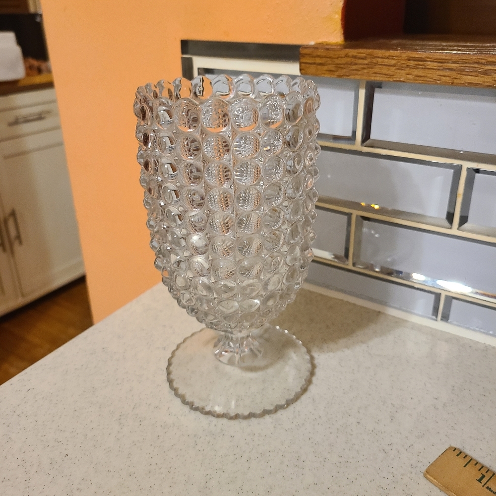 Elegant Clear Glass Vase Hobnail